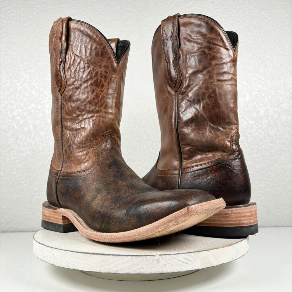 Lane Capitan Brown Cowboy Boots Wickenburg 11 D Leather Western Wide Square Toe